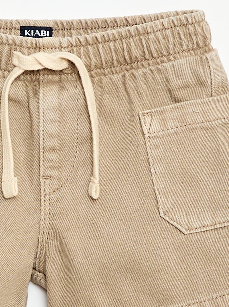 Twillshort met opgestikte zakken Biege - Kiabi