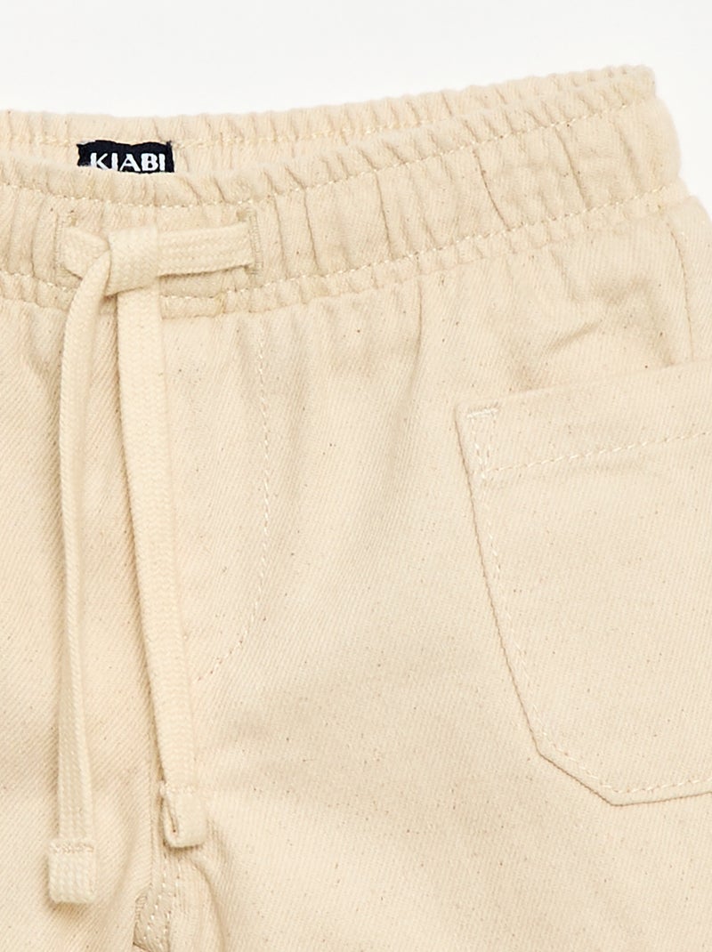 Twillshort met opgestikte zakken Wit - Kiabi