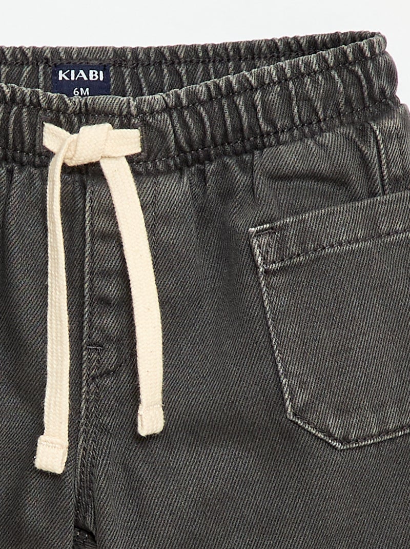 Twillshort met opgestikte zakken Zwart - Kiabi
