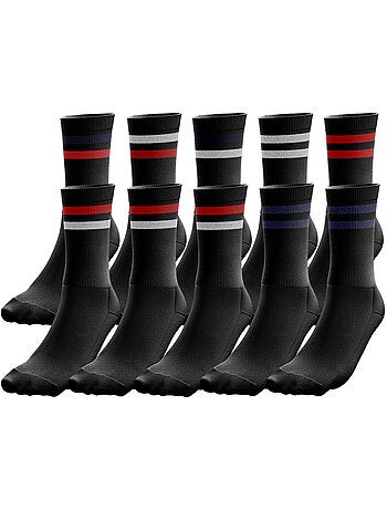 Twinday lot de 10 paires de chaussettes homme coton sport noir twinday
