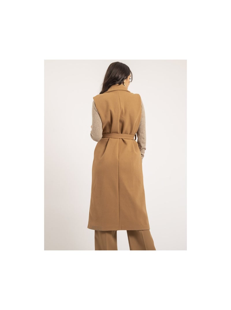 Ucla lange mouwloze jas Beige - Kiabi