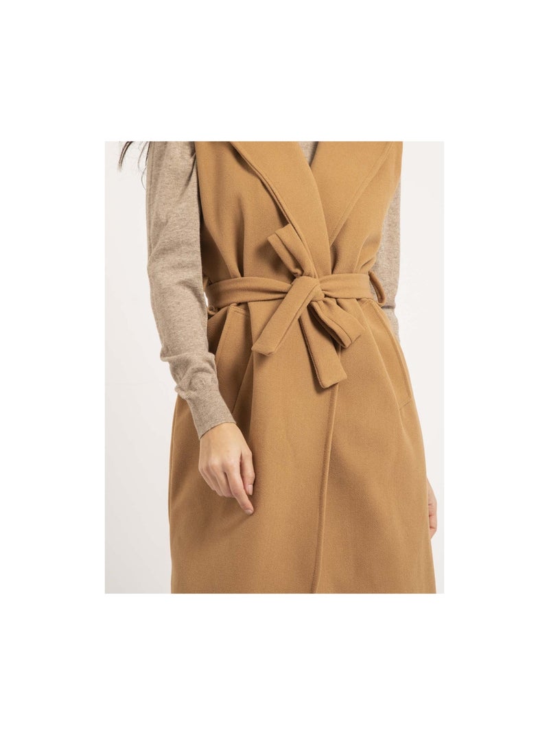 Ucla lange mouwloze jas Beige - Kiabi