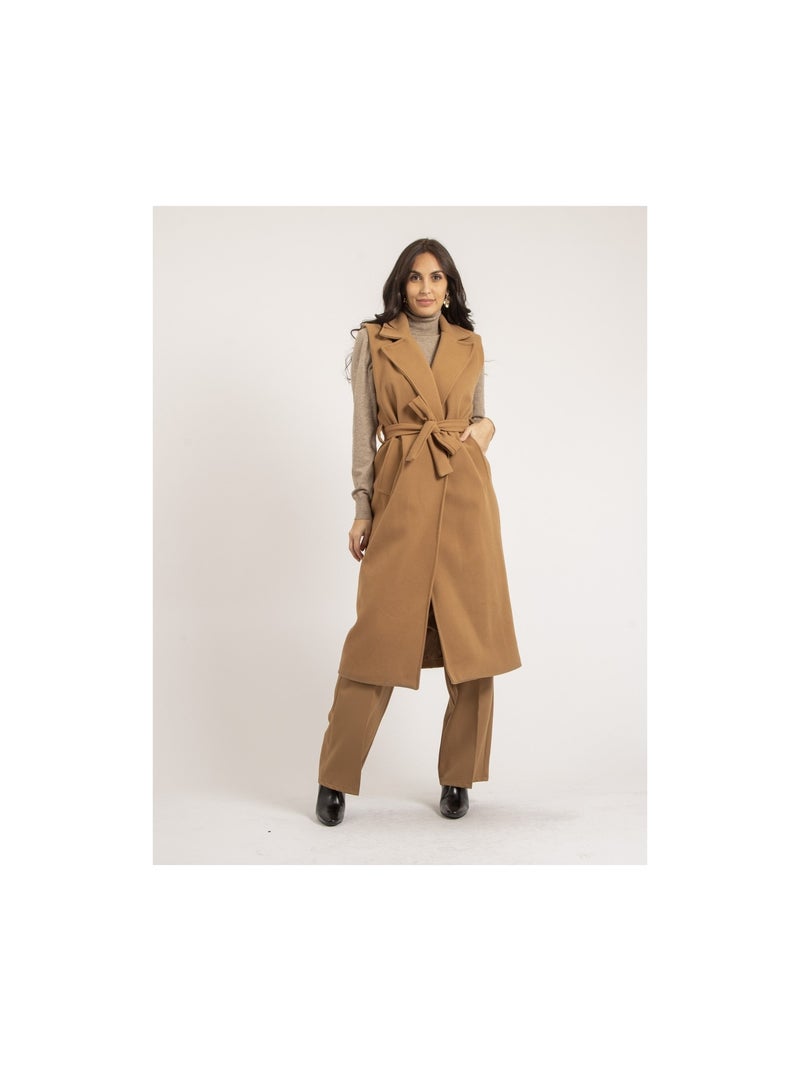 Ucla lange mouwloze jas Beige - Kiabi