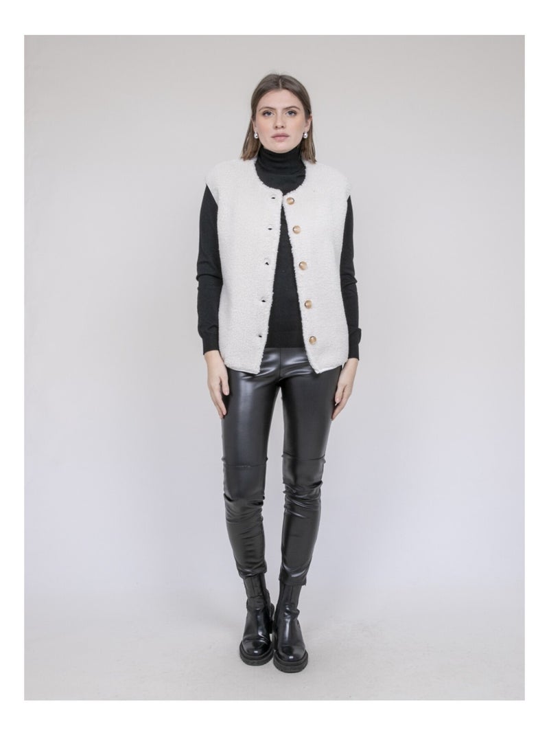 Udolma mouwloos sherpa-vest Ecru - Kiabi
