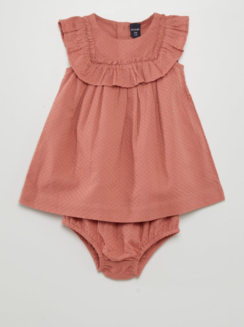 Uitlopend jurkje met ruches + bijpassend broekje ROSE Kiabi 15.00€