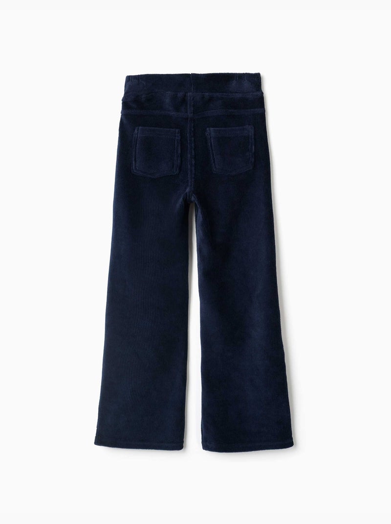 Uitlopende corduroy leggings met elastische taille Donkerblauw - Kiabi