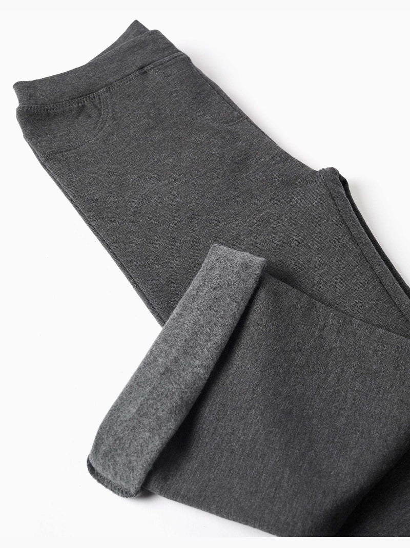 Uitlopende geborstelde jegging Donkergrijs - Kiabi