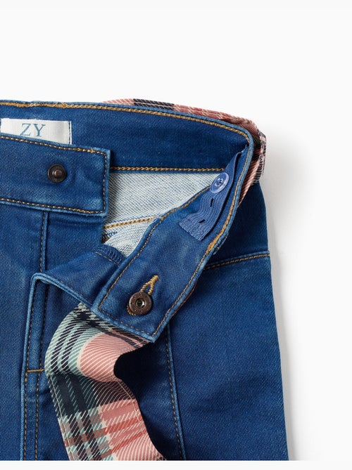 Uitlopende jeans met zakken en geruite riem - Kiabi