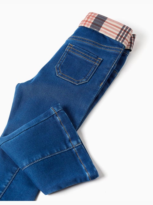 Uitlopende jeans met zakken en geruite riem - Kiabi
