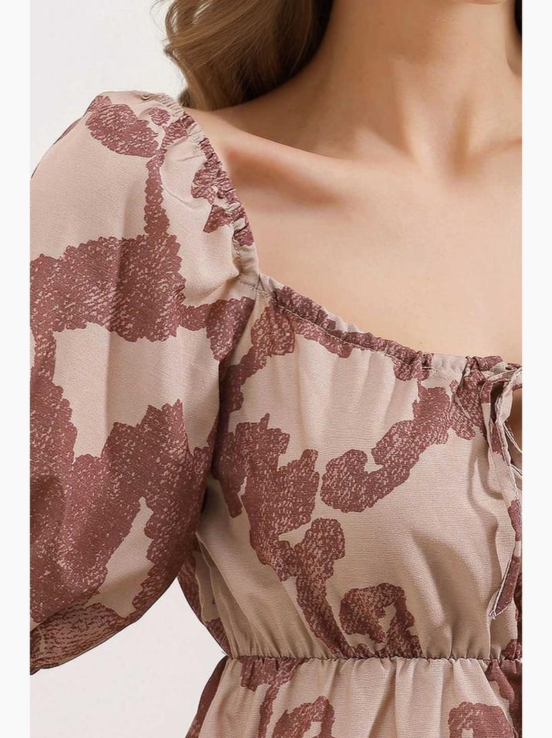 Uitlopende poplinjurk bdart Mauve - Kiabi