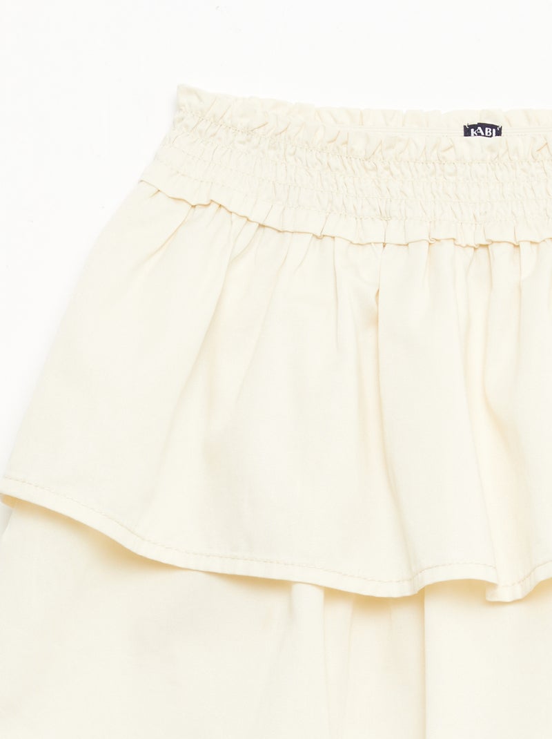 Uitlopende rok met elastische tailleband van katoen Wit - Kiabi