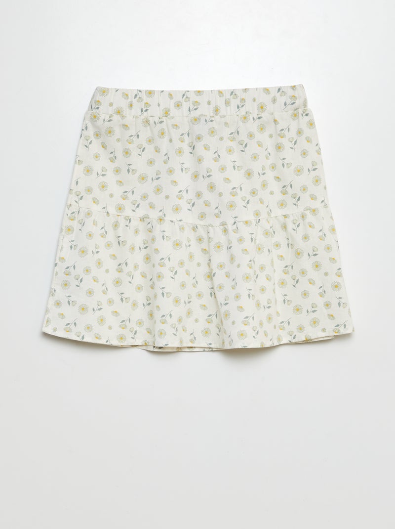 Uitlopende rok van linnenmix WIT - Kiabi