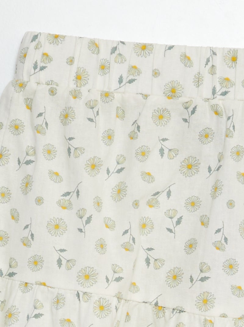 Uitlopende rok van linnenmix WIT - Kiabi