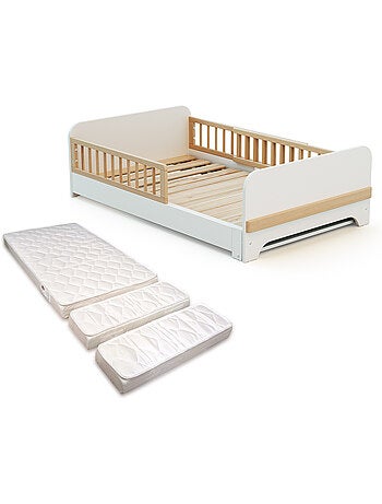 Uitschuifbaar houten kinderbed 80x140-165-190 carrousel met matras