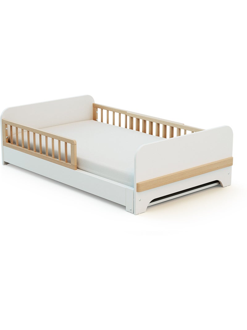 Uitschuifbaar houten kinderbed 80x140-165-190 carrousel met matras Wit - Kiabi