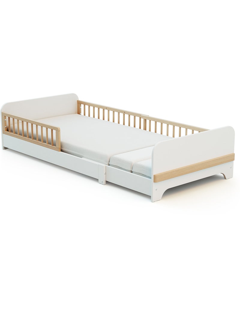Uitschuifbaar houten kinderbed 80x140-165-190 carrousel met matras Wit - Kiabi