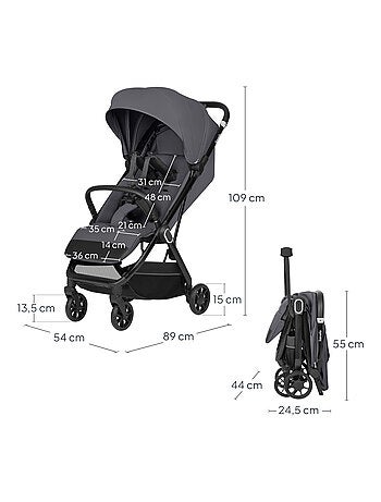 Ultra-compacte buggy LIONELO Bess - Vliegtuig geschikt - Lichtgewicht - Snel inklapbaar