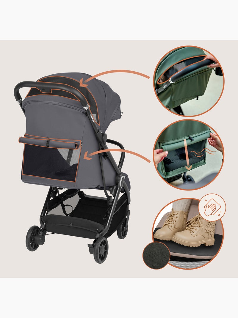 Ultra-compacte buggy LIONELO Bess - Vliegtuig geschikt - Lichtgewicht - Snel inklapbaar Grijs - Kiabi