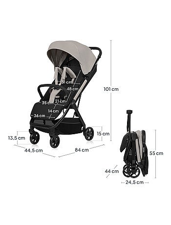 Ultracompacte LIONELO Julie Air buggy – Geschikt voor het vliegtuig – Lichtgewicht – Snel opvouwbaar