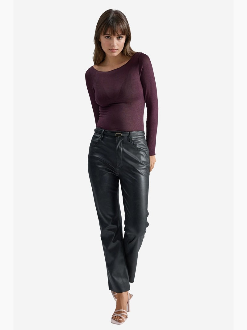 Ultralichte blouse van kasjmiermix met boothals hiccup Mauve - Kiabi