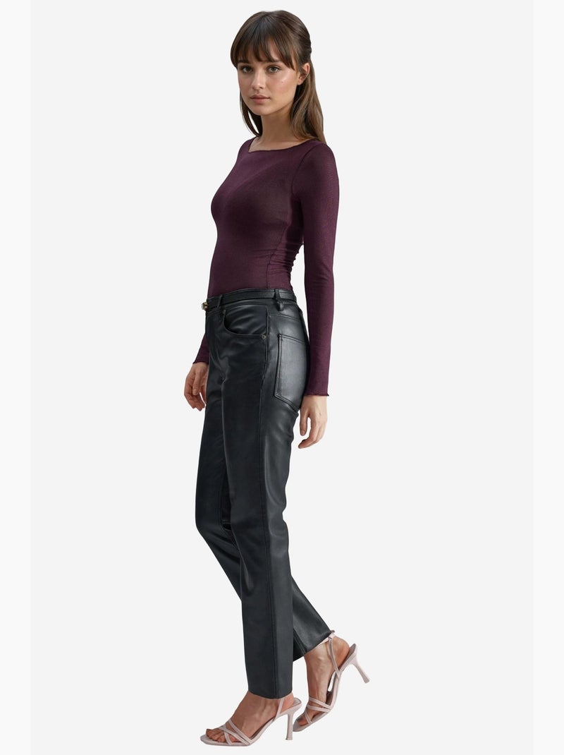 Ultralichte blouse van kasjmiermix met boothals hiccup Mauve - Kiabi