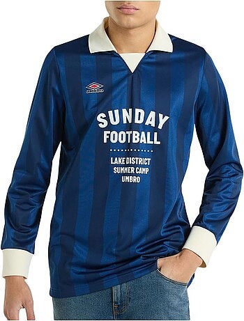 Umbro heren polo met lange mouwen - blauw - ideaal voor voetbal en vrije tijd