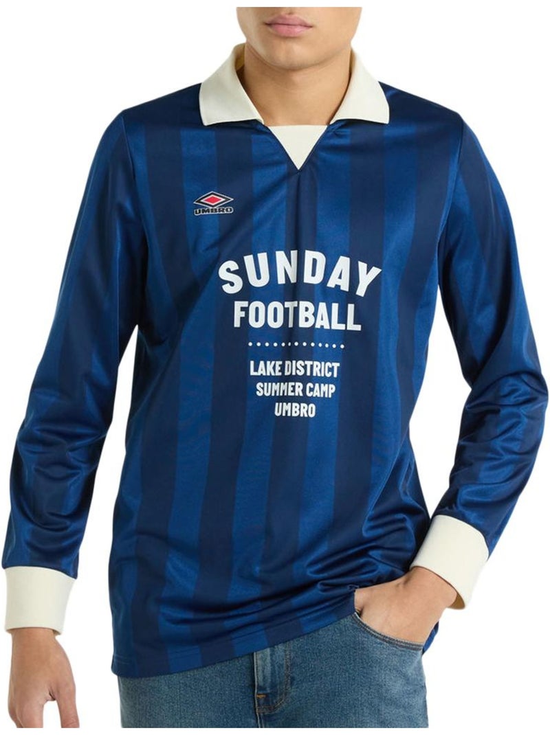 Umbro Heren Polo met Lange Mouwen - Blauw - Ideaal voor Voetbal en Vrije Tijd Blauw - Kiabi