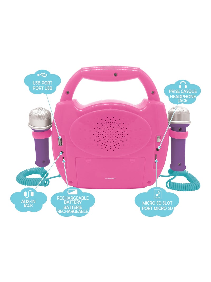 Unicorn licht bluetooth luidspreker met microfoons en oplaadbare batterij Roze - Kiabi