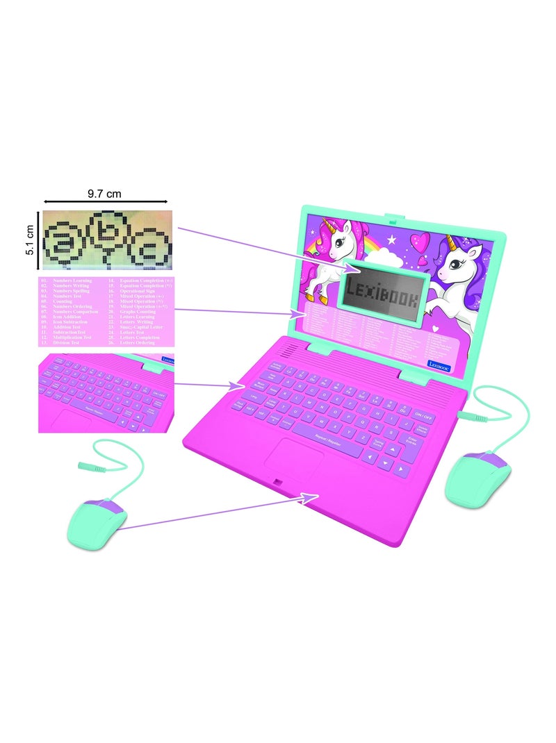 Unicorn tweetalige educatieve laptop – 124 activiteiten in het engels en frans Roze - Kiabi