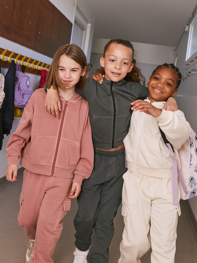 Uniseks hoodie met ritssluiting ZWART - Kiabi