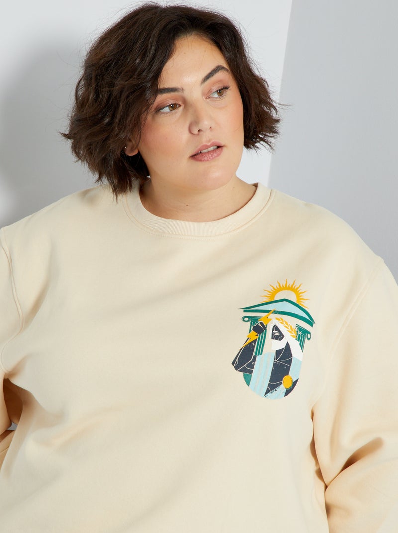 Uniseks sweater van joggingstof BIEGE - Kiabi
