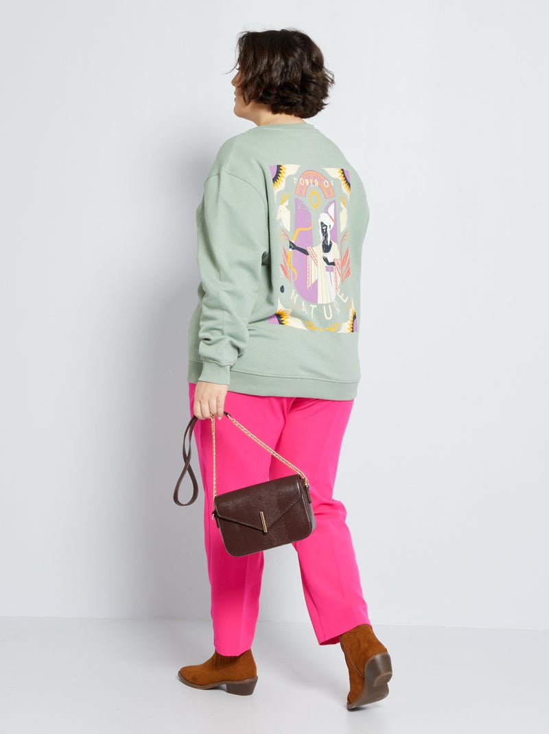 Uniseks sweater van joggingstof GROEN - Kiabi