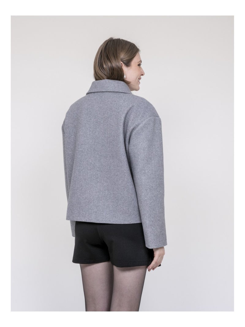 Uparlie korte jas met wollen look Grijs - Kiabi