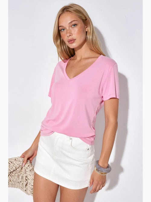 V-hals blouse met korte mouwen van modal busem - Kiabi