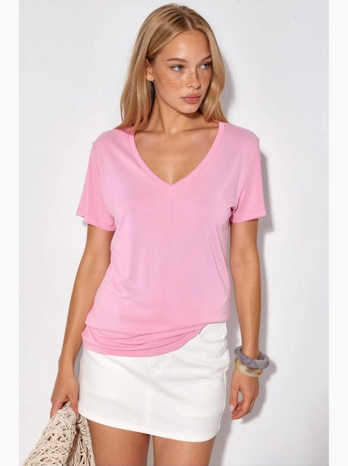 V-hals blouse met korte mouwen van modal busem - Kiabi