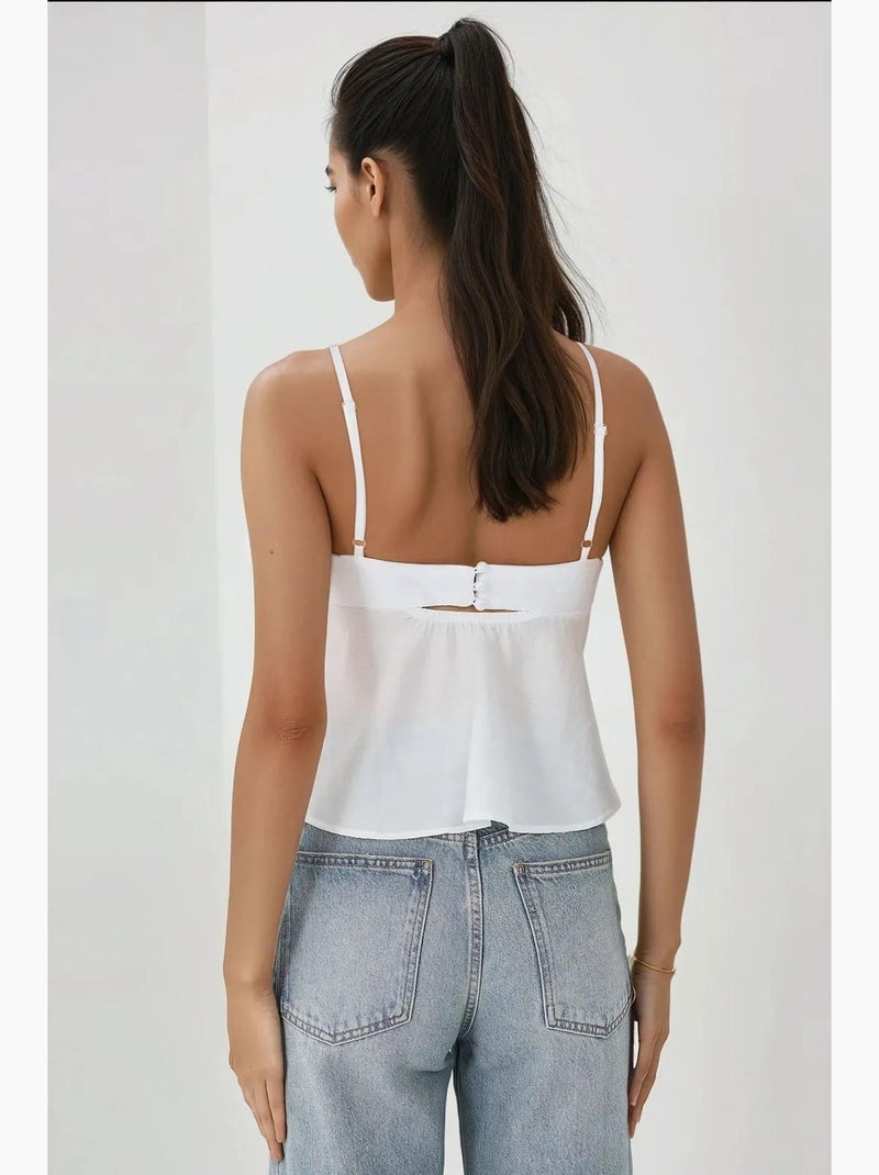 V-hals blouse met zachte touch en strikdetail hiccup Wit - Kiabi