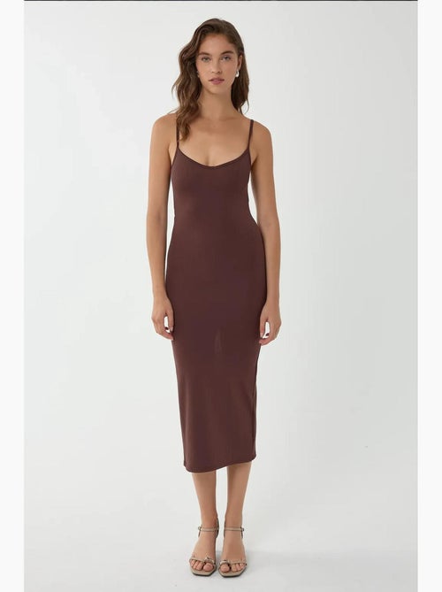 V-hals bodycon midi-jurk met dunne bandjes hiccup - Kiabi V-hals bodycon midi-jurk met dunne bandjes hiccup - Kiabi