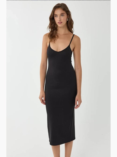 V-hals bodycon midi-jurk met dunne bandjes hiccup - Kiabi