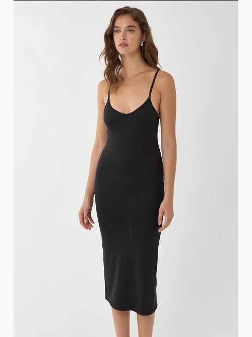 V-hals bodycon midi-jurk met dunne bandjes hiccup - Kiabi