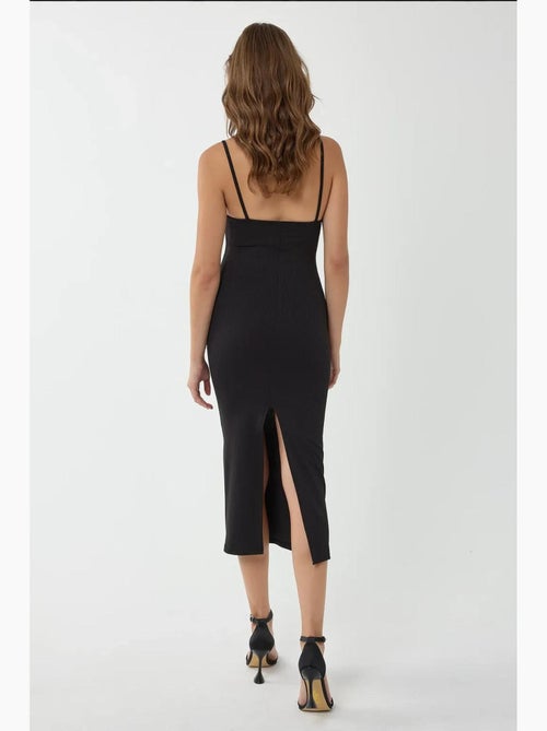 V-hals bodycon midi-jurk met dunne bandjes hiccup - Kiabi