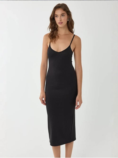 V-hals bodycon midi-jurk met dunne bandjes - Kiabi V-hals bodycon midi-jurk met dunne bandjes - Kiabi