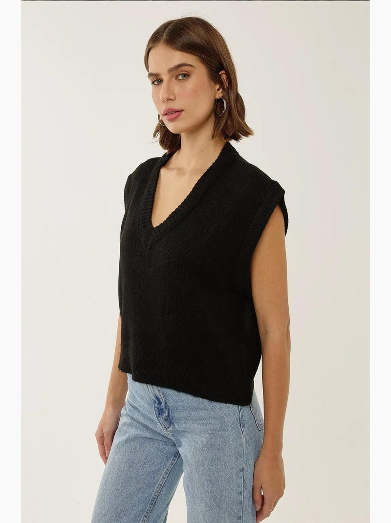 V-hals cropped trui vest hiccup Zwart - Kiabi