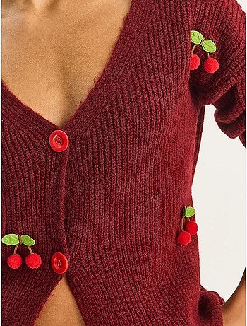 V-hals gebreid vest met fruitborduursel lucci