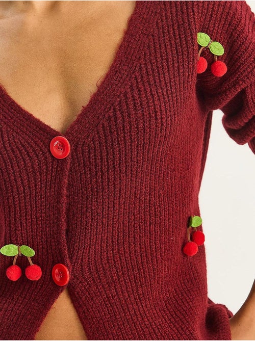 V-hals gebreid vest met fruitborduursel lucci - Kiabi V-hals gebreid vest met fruitborduursel lucci - Kiabi