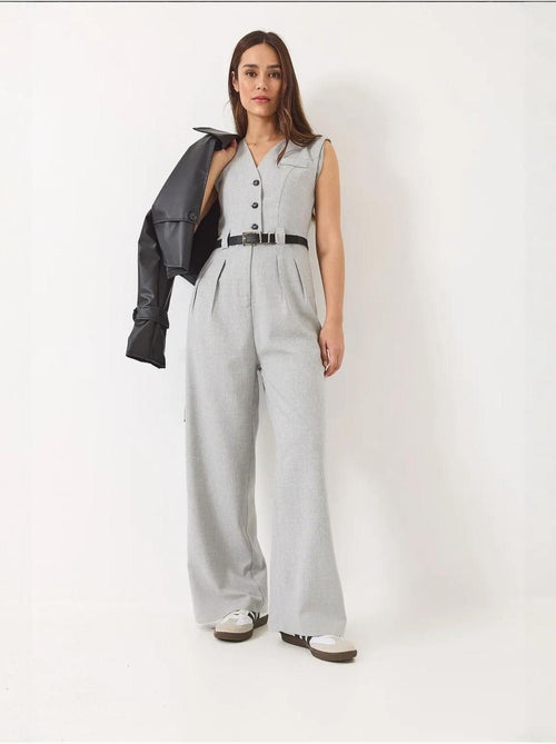 V-hals jumpsuit met wijde pijpen en strikdetail lucci - Kiabi