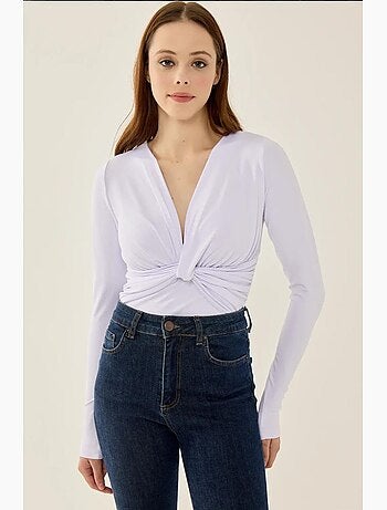 V-hals lange mouwen slim fit body hiccup