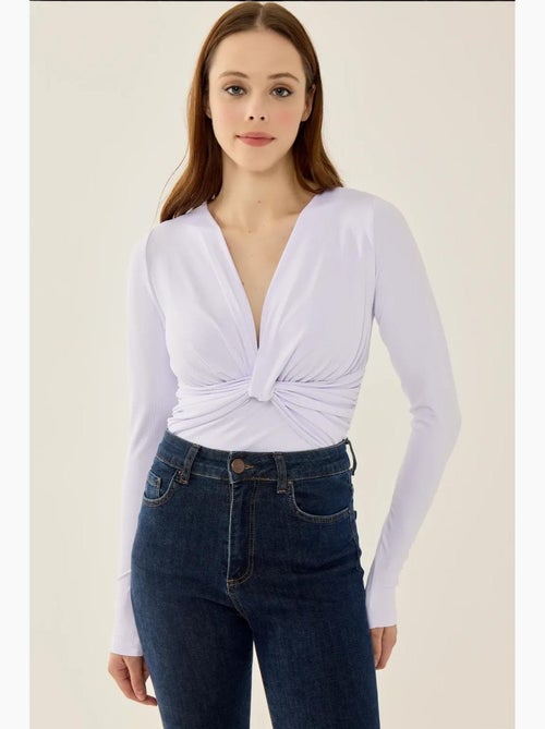 V-hals lange mouwen slim fit body hiccup - Kiabi V-hals lange mouwen slim fit body hiccup - Kiabi