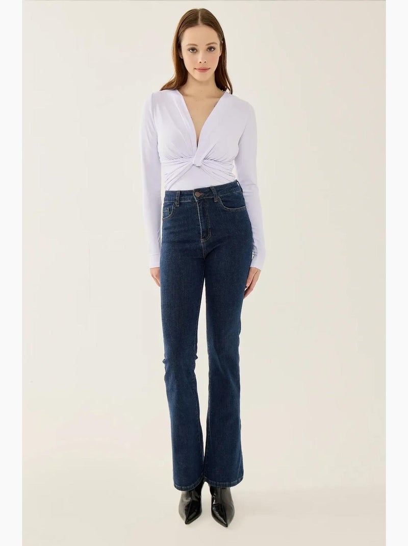 V-hals lange mouwen slim fit body hiccup Lichtlila - Kiabi