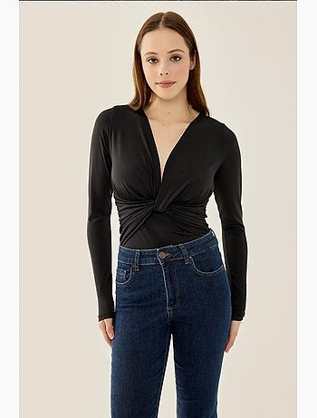 V-hals lange mouwen slim fit body hiccup