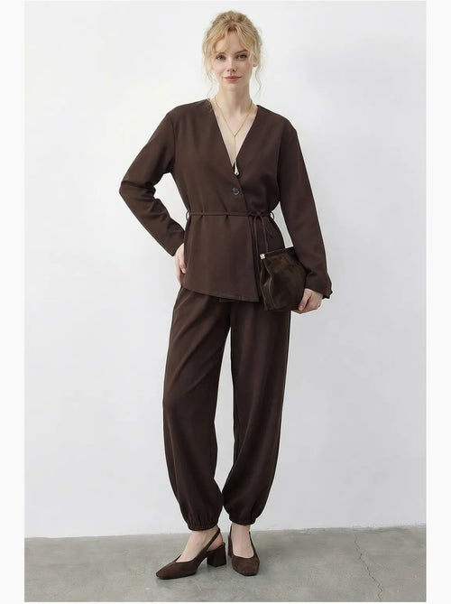 V-hals set met lange mouwen en elastische taille lucci - Kiabi V-hals set met lange mouwen en elastische taille lucci - Kiabi